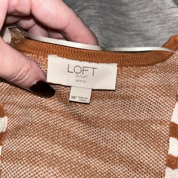 Loft Outlet Orange Zebra Print Long Sleeve Open Duster Cardigan Petite Medium - Picture 6 of 7